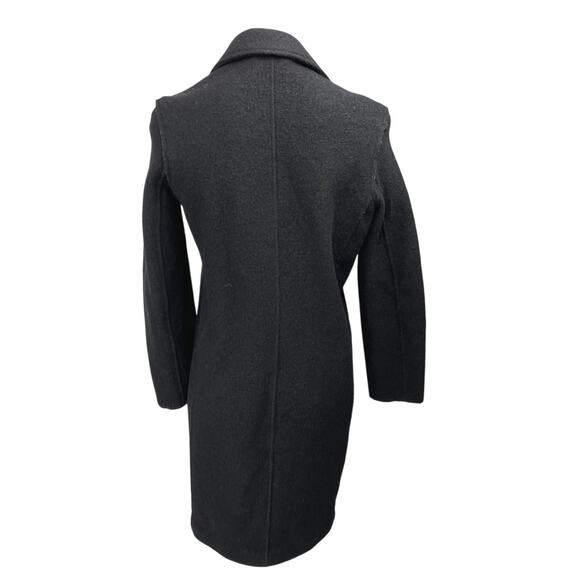 J.Crew Women's Black 100% Wool Long Sleeve Double Breasted Trench Coat Jacket 00 - Picture 2 of 5